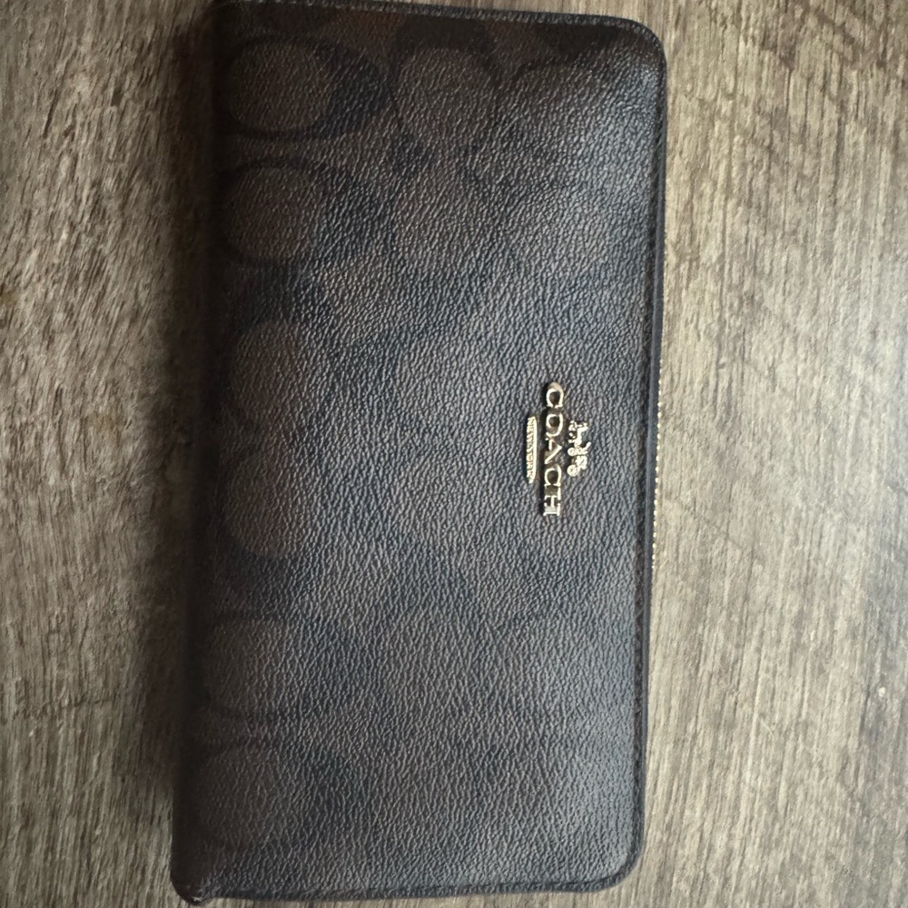 Coach Dark Brown Zip-Around Wallet